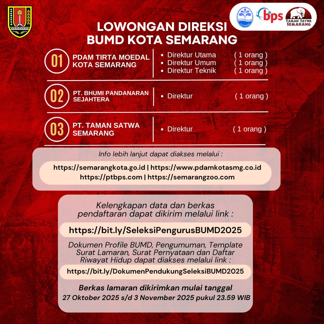 Lowongan Direksi BUMD Kota Semarang Tahun 2025